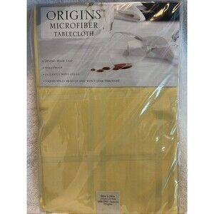 Origins Microfiber Tablecloth 60 X 84" Oblong Yellow Spill Proof NEW Dining Gift
